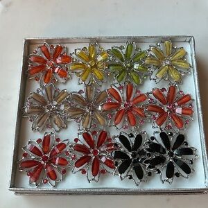 Set of 12 flower stretch rings
